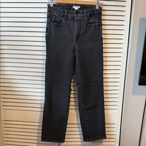 Good American Charcoal Gray High-Rise Straight Jeans